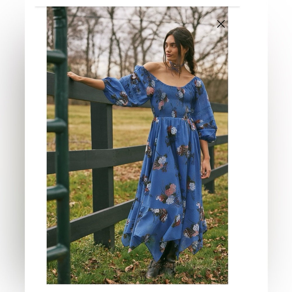 FREE PEOPLE Morning Glory Floral Smocked Long Sleeve Maxi Dress, Size S. - Picture 6 of 14